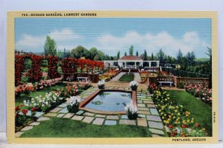 Oregon Or Portland Lambert Gardens Sunken Gardens Postcard Old Vintage Card View