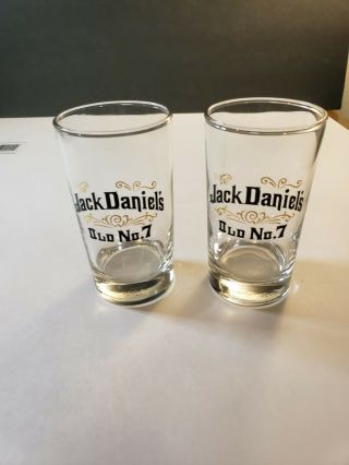 Set Of 2 Jack Daniels Old No.  7 Black & Gold Letters Highball Glasses - Man Cave