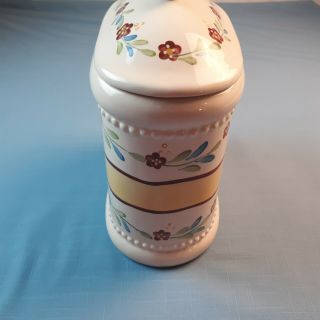 Nonni’s Biscotti Hand Made Ceramic Cookie Jar With Floral Details 2