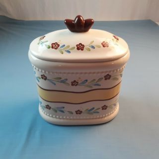 Nonni’s Biscotti Hand Made Ceramic Cookie Jar With Floral Details 3
