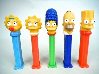 The Simpsons Pez Dispensers,  Set Of 5 From 2000 Homer Bart Marge Lisa Maggie