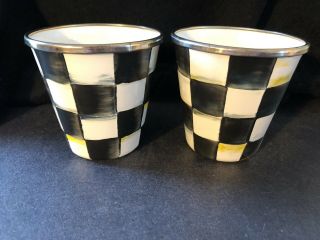 2 Mackenzie Childs Courtly Check Enamel Tumblers/cups.