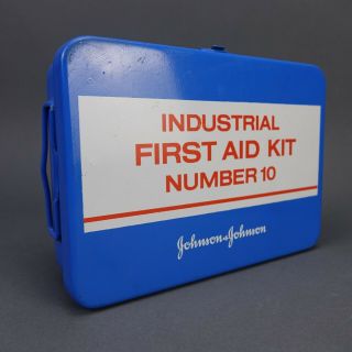 Vintage Johnson & Johnson Industrial First Aid Kit Metal Box Usa