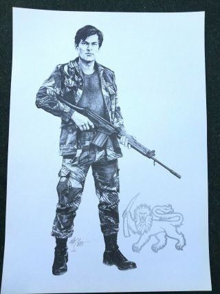 Vintage Large Rhodesian Army Soldier Udi Period Max Grace Print