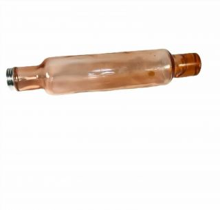 Vintage Pink Glass Rolling Pin With Metal Lid 14 "