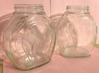 Set Of 2 Vintage 1930s Owens - Illinois Ribbed Glass Jars