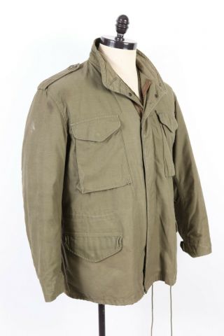 Vtg 80s M - 65 Us Army Field Coat Jacket With Liner Usa Mens Size Large