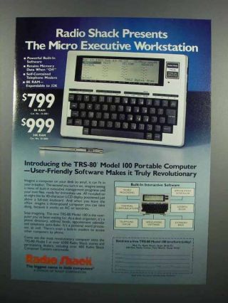 1983 Radio Shack Trs - 80 Model 100 Portable Computer Ad