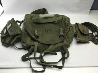 U.  S.  Army Combat Field Pack & Suspenders - Canvas - 2 Front Packs - 1960 