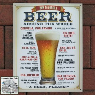 How To Order A Beer Around The World Tin Sign Garage Shop Bar Man Cave S - 1808