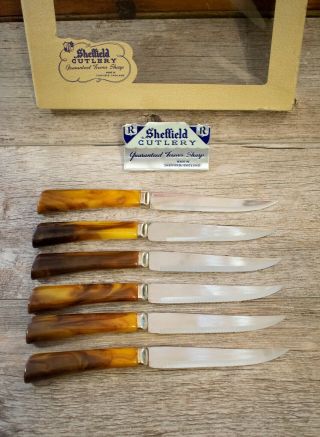 Vintage Mcm Bakelite Steak Knife Set Of 6 - Sheffield,  England - Forever Sharp