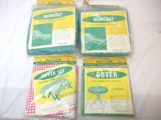 Group Of Vintage Crawford Shady Nook Vinyl Plastic Outdoor Furniture Covers Seal