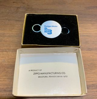Zippo Key Holder,  Badger Meter Logo,  Box,  Appears,  Bradford,  Pa