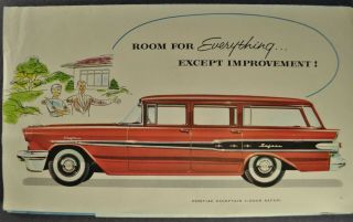 1955 Pontiac Chieftain Safari Station Wagon Mailer Brochure Folder 55