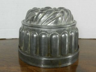 Vintage Tin Metal Jelly Gelatin Aspic Cake Mold Tall Round Unsigned 2