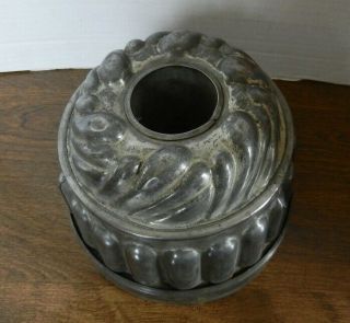 Vintage Tin Metal Jelly Gelatin Aspic Cake Mold Tall Round Unsigned 3