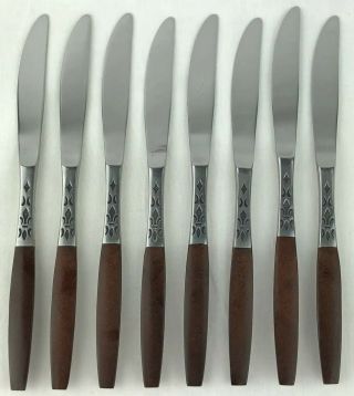 Grand Prix Dior Muffin 8 Dinner Knives MCM Stainless Flatware Japan Brown Handle 2