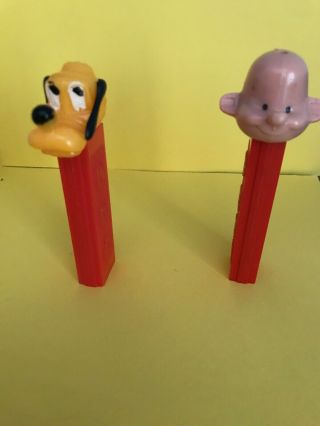 2 Vintage No Feet Pez Dispensers - Pluto and Girl (missing hair) 2
