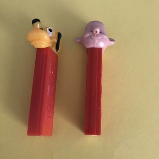 2 Vintage No Feet Pez Dispensers - Pluto and Girl (missing hair) 3