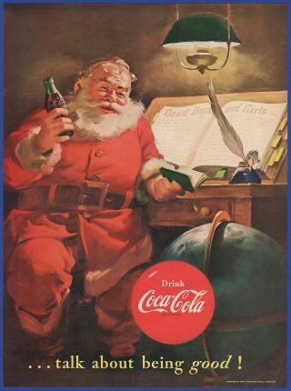 Vintage 1951 Coca - Cola Coke Soda Pop Christmas Santa Claus Holiday Print Ad 50 