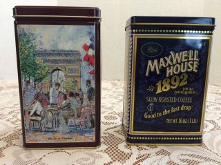 2 Vintage Maxwell House Coffee Tins 100 Anniversary Slow Roast And French Roast
