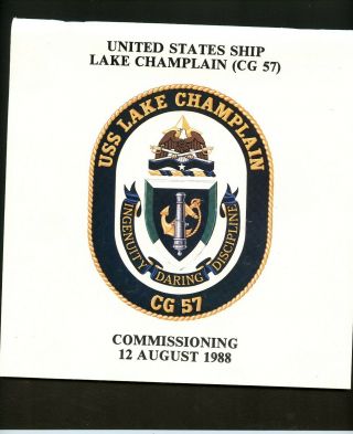 Uss Lake Champlain Cg 57 Commissioning Navy Ceremony Program