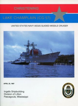 Uss Lake Champlain Cg 57 Christening Navy Ceremony Program With Christening Coin