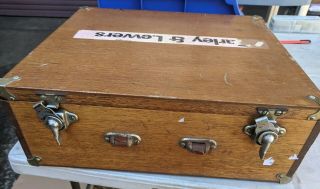 Vintage Farley & Lewers Timber Wooden Case Box Unique Lockwood Locks Clasps