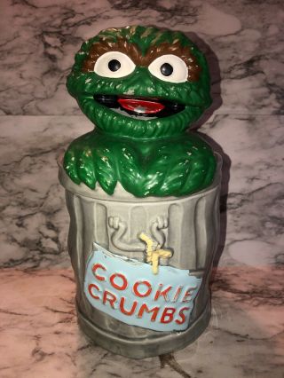 Oscar The Grouch Cookie Jar Muppets Inc 1972 Ceramic Vintage Trash Can Monster