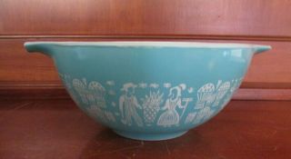 Vintage Pyrex Turquoise Butterprint 1 1/2 Qt Cinderella Mixing Bowl 442