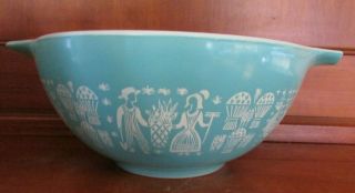 Vintage PYREX Turquoise Butterprint 1 1/2 QT Cinderella Mixing Bowl 442 3