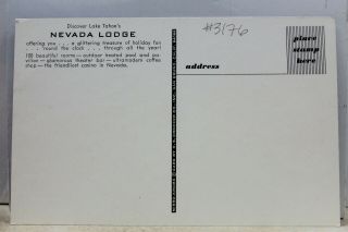 Nevada NV Lodge Lake Tahoe Casino Postcard Old Vintage Card View Standard Post 2