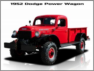 1952 Dodge Power Wagon Pickup Truck Metal Sign: Fully Restored