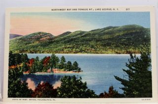 York Ny Lake George Northwest Bay Tongue Mt Postcard Old Vintage Card View