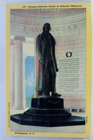 Washington Dc Thomas Jefferson Memorial Statue Postcard Old Vintage Card View Pc