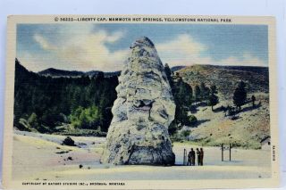 Yellowstone National Park Mammoth Hot Springs Liberty Cap Postcard Old Vintage