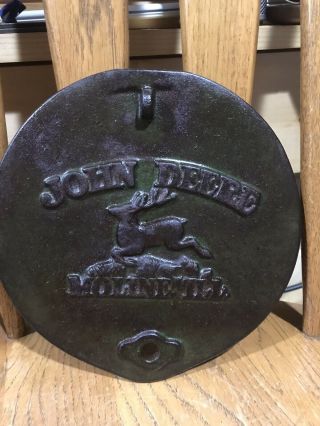 Vintage John Deere Moline Ill Illinois - Antique Cast Iron Planter Seed Box Lid