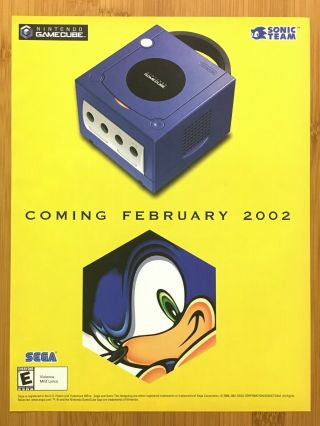 Sonic Adventure 2 Battle Gamecube 2001 Vintage Print Ad/poster Official Art Sega