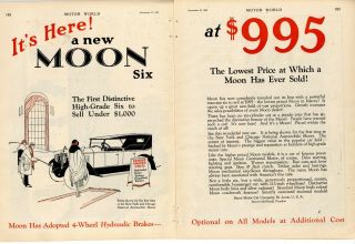 1923 Dec Moon Motor Cars 2 Separate Page Ad: Moon Six $995 - St.  Louis,  Mo