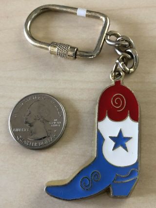 Texas Red White Blue Cowboy Boot Souvenir Metal Keychain Key Ring 34996