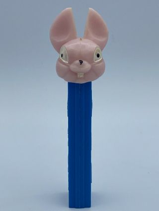 Vintage Fat Ear Bunny Pez Dispenser No Feet Yugoslavia Pink Head Blue Stem