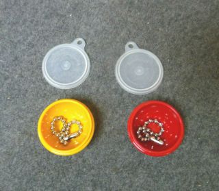 2 - Vintage Tupperware Wonderlier Bowl Key Chains With Lids Red & Yellow