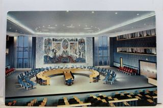 United Nations Security Council Chamber Postcard Old Vintage Card View Standard