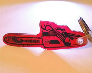Vintage Jonsered Chainsaw Clear Red Rubber Keychain G&g Small Engine Chanute,  Ks