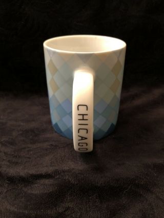 Chicago John Hancock Observatory Blue White Argyle Tea Cocoa Coffee Mug Cup 2