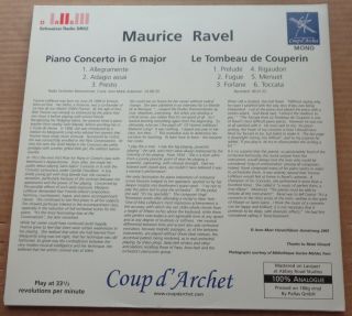 Yvonne Lefebure RAVEL Concerto,  Le Tombeau de Couperin - Coup d ' Archet COUP 008 2
