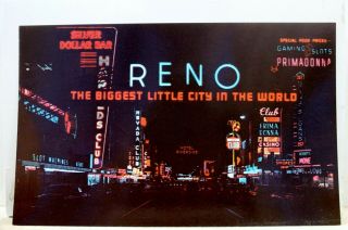 Nevada Nv Reno Arch Virginia Street Casino District Postcard Old Vintage Card Pc