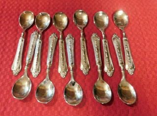 12 Demitasse Spoons Silver Plate Lbl Italy
