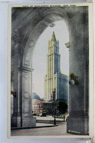 York Ny Nyc Woolworth Building Vista Postcard Old Vintage Card View Standard