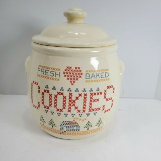 Vintage Ceramic Fresh Baked Cookies Cookie Jar Treasure Craft Made In Usa